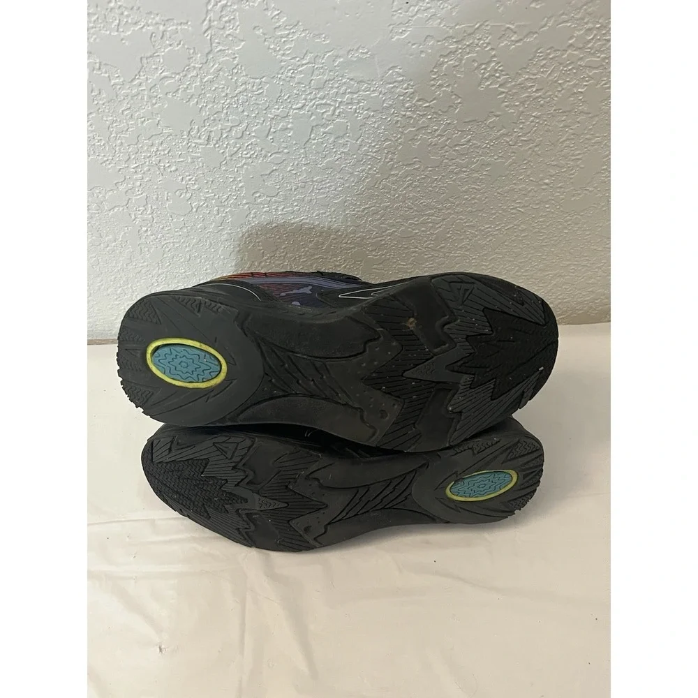 Skill Shooters Boys Sz 2 Waterproof SK009 Tennis Shoes Black Blue Neon Splatter
